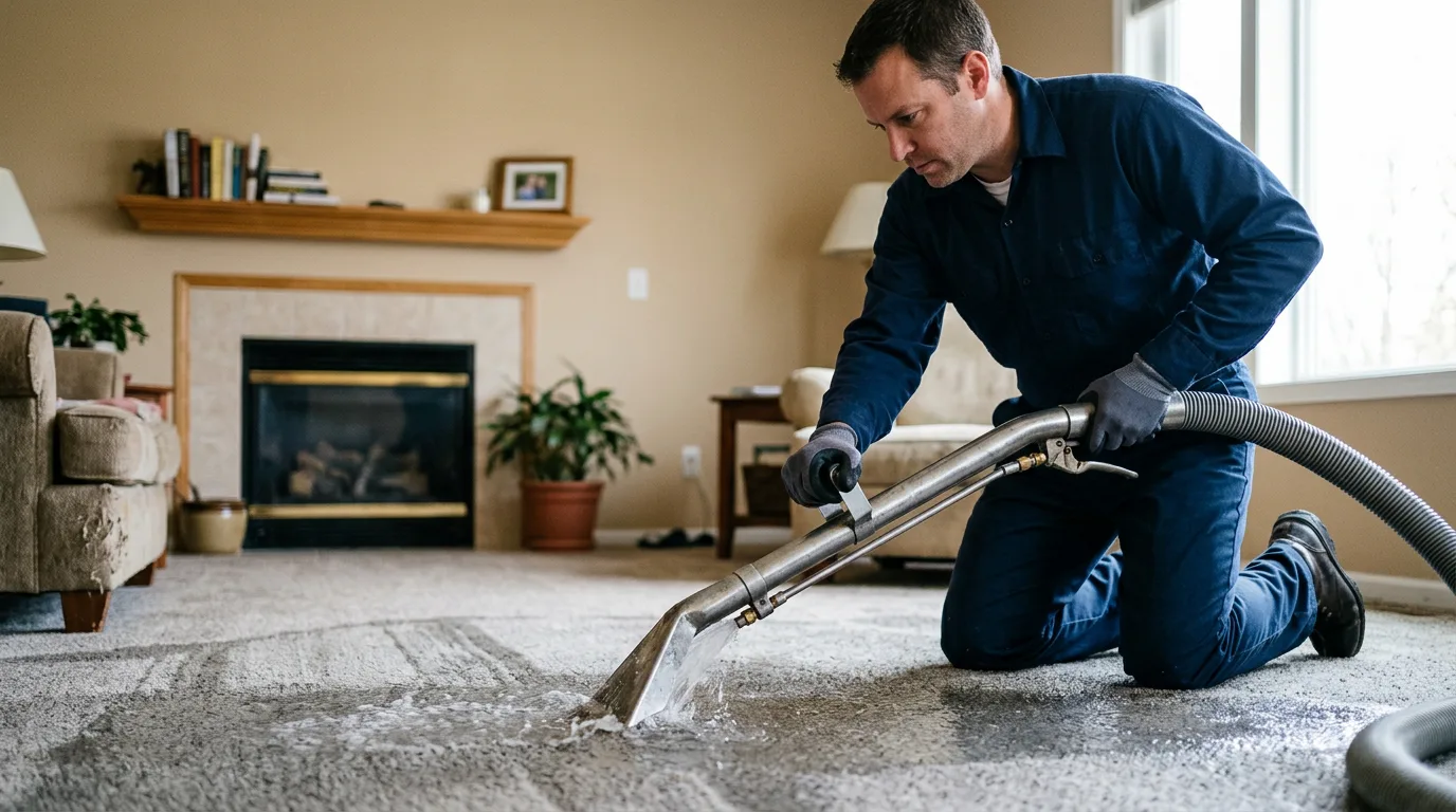 Water damage restoration technician working near Auburn, KS